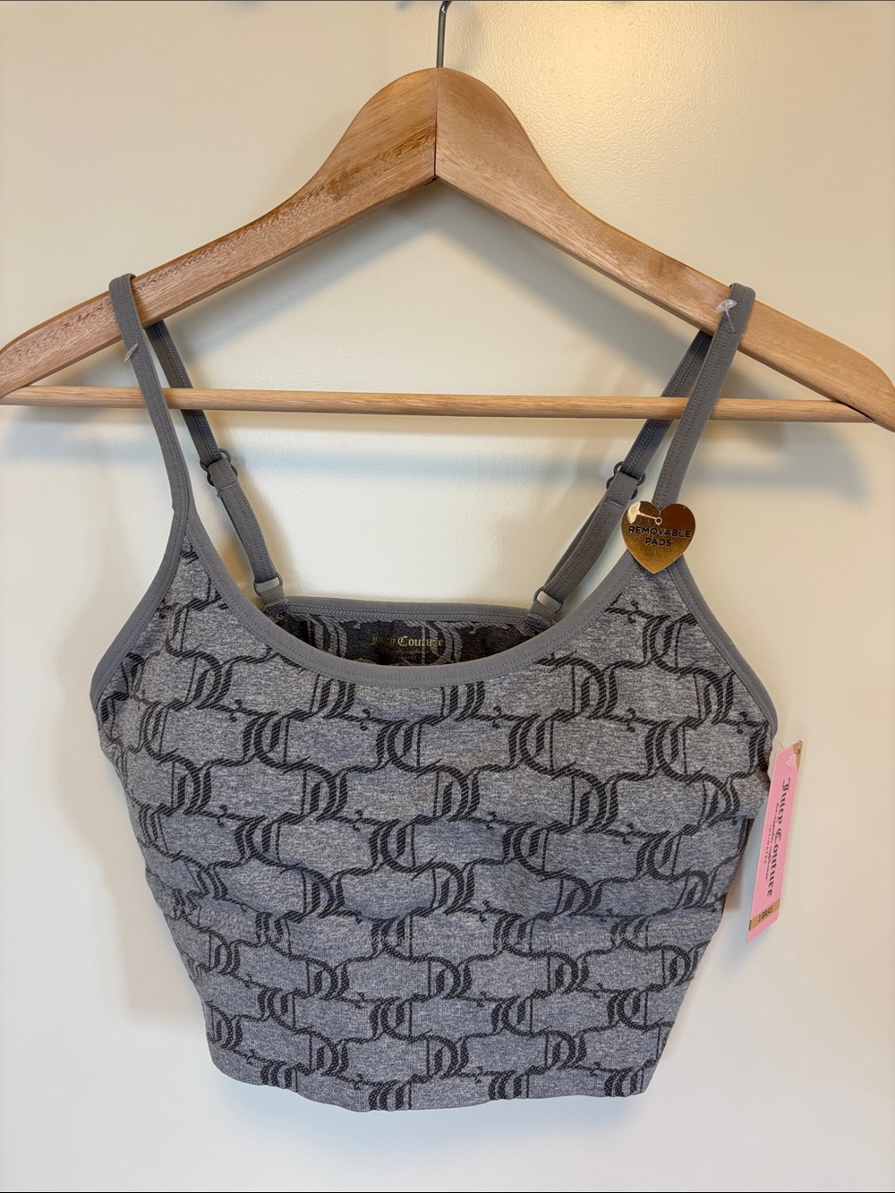 Juicy Couture Gray Logo Jacquard Bralette